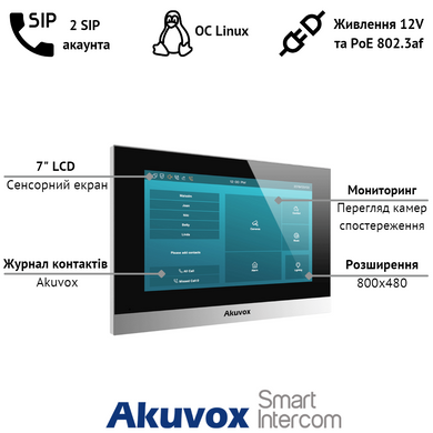 Видеодомофон Akuvox C313N 7" SIP на Linux Silver