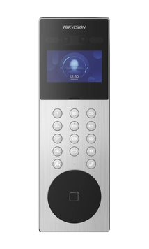 Биометрическая IP-видеопанель многоабонентская с Mifare-считывателем Hikvision DS-KD9203-E6 2Мп+2Мп 120&deg;