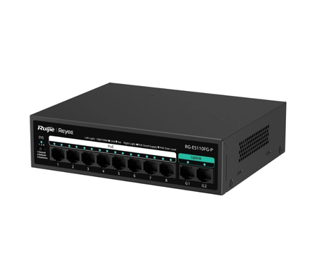 PoE-комутатор 10-портовий Ruijie Reyee RG-ES110FG-P 5.6Гбіт/с PoE+ 110Вт