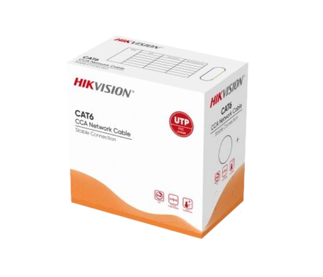 Кабель кручена пара внутрішній Hikvision DS-1LN6UU/CCA U/UTP CAT6 CCA PVC (4х2х0.5) 23AWG (305 м)