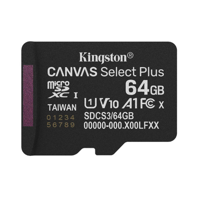 Карта памяти MicroSDXC Kingston Canvas Select Plus (SDCS3/xxxGB) с SD-адаптером