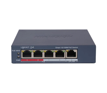 PoE-комутатор 5-портовий керований Hikvision DS-3E1105P-EI/V2 1Гбіт/с PoE+ 60Вт