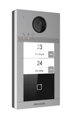 IP-відеопанель 2-абонентська з Mifare-зчитувачем Hikvision DS-KV8213-WME1(C)/Europe BV 2Мп 124&deg; Wi-Fi PoE