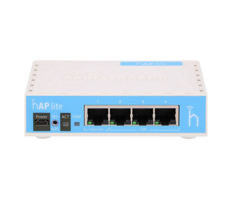 Маршрутизатор MikroTik hAP lite (RB941-2nD) (4xRJ45) Wi-Fi4 2.4ГГц 0.3Гбіт/с AP