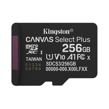 Картка пам'яті універсальна MicroSDXC Kingston Canvas Select Plus A1 U1 V10 (SDCS3/256GB), 256 ГБ