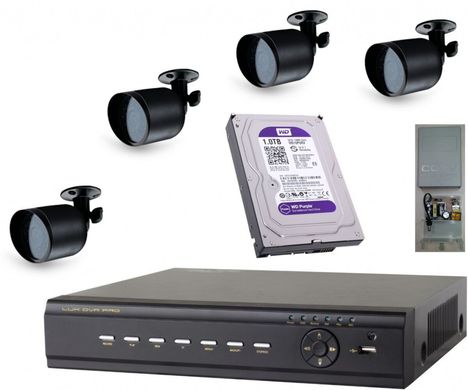 Комплект аналогового видеонаблюдения на 4 камеры для улицы AN4OUT1